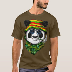 Panda Rastafari Smoking Ogräs T Shirt