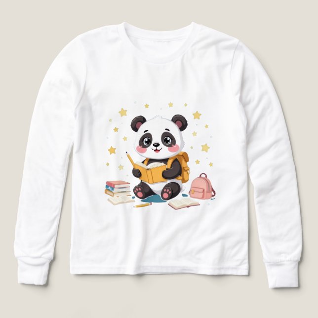 Panda reading a book, pencils, apple t shirt (Design framsida)