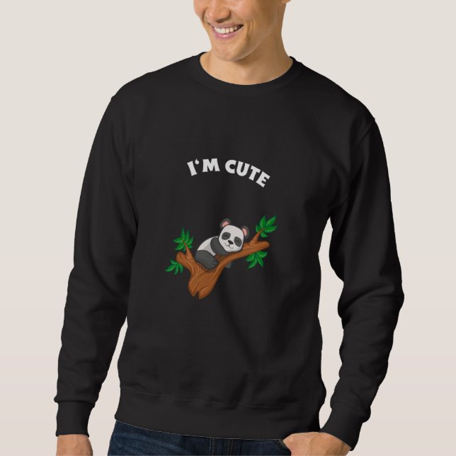 Panda Relaxing - jag är Cute Lång Ärmad Tröja (Framsida)
