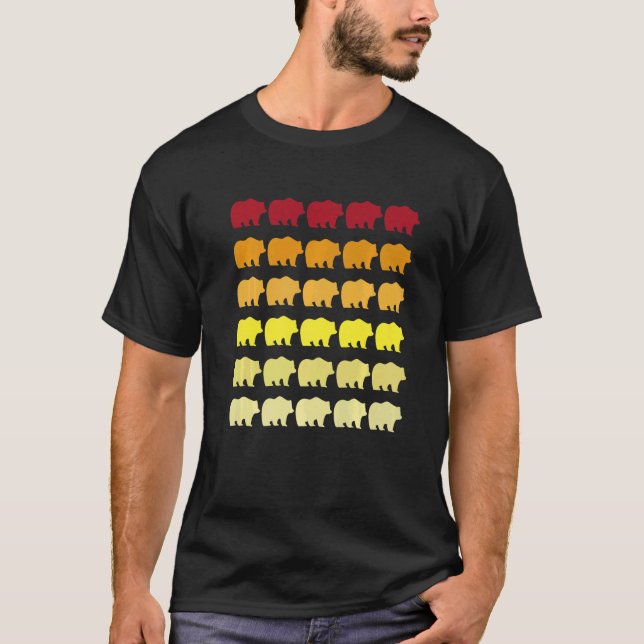 Panda Retro Djurmönster   T Shirt (Framsida)