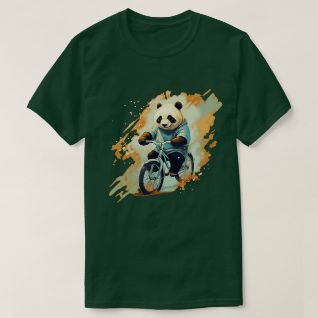 Panda Riding a Bike T Shirt (Design framsida)