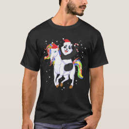 panda riding unicorn christmas t shirt