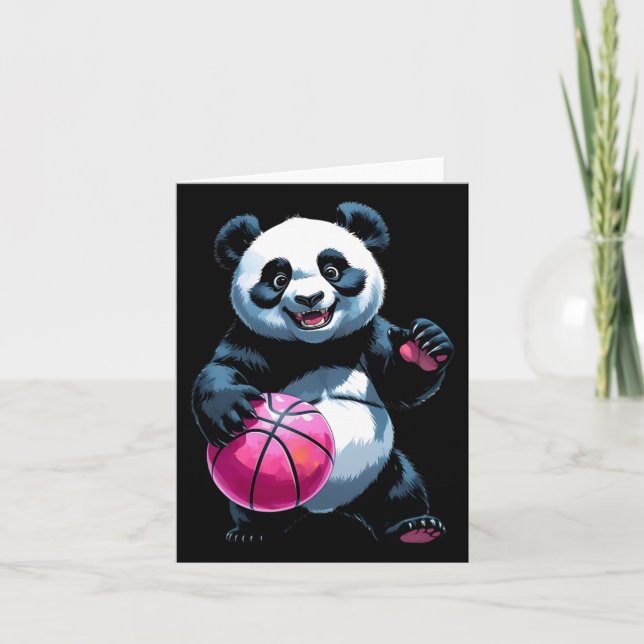 Panda Ringar - Cute Basketball Player Sticker Kort (Framsida)