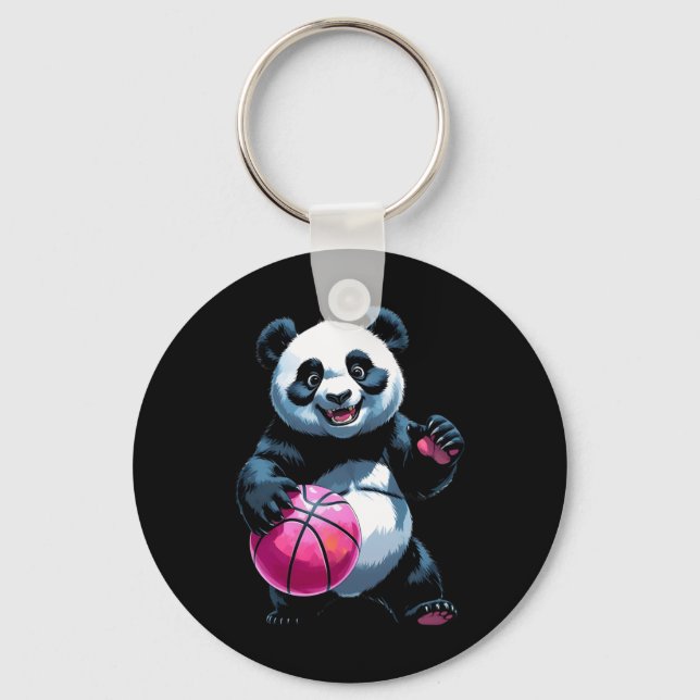 Panda Ringar - Cute Basketball Player Sticker Nyckelring (Framsida)