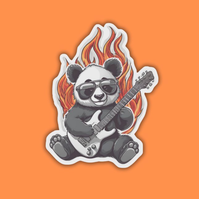 Panda Rockstjärna Watersecure Klistermärken (Skapare uppladdad)