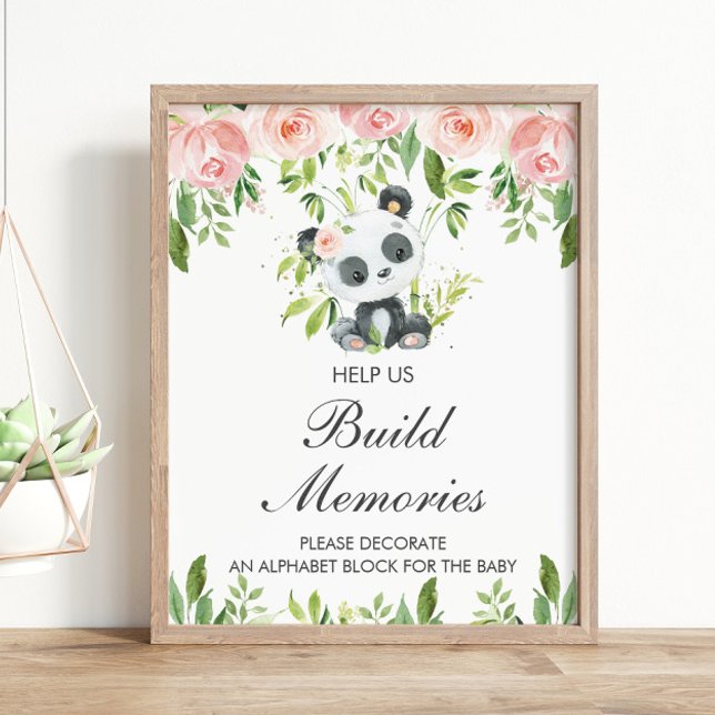 Panda Rosa Blommigt Dekorera Baby-blockspelspelspr Poster (Skapare uppladdad)