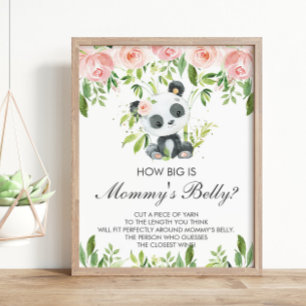 Panda Rosa Blommigt Hur stor är Mamma Belly Game Poster