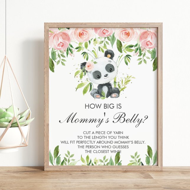 Panda Rosa Blommigt Hur stor är Mamma Belly Game Poster (Skapare uppladdad)