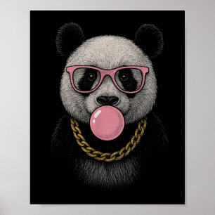 Panda Rosa Bubble Gum Gifts Manar Kids Women Funny Poster