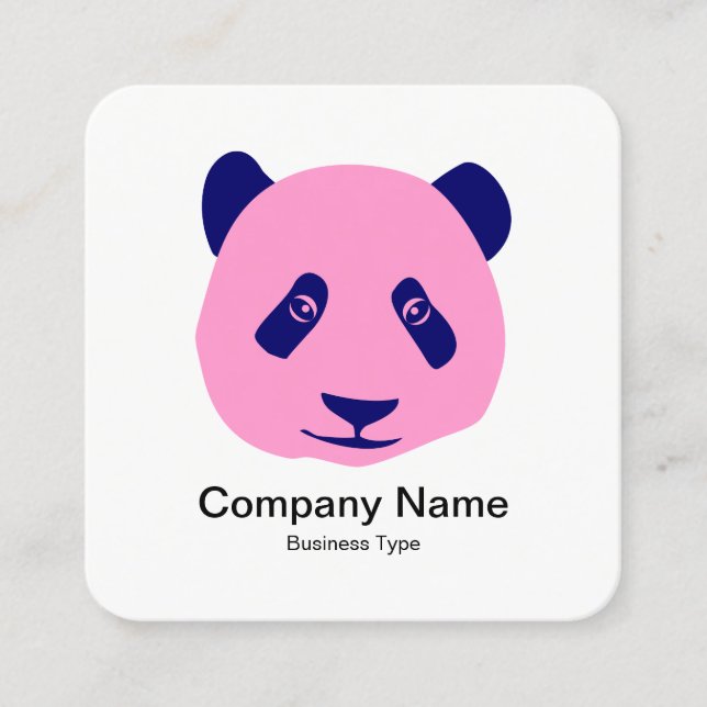 Panda - Rosa Fyrkantigt Visitkort (Framsida)