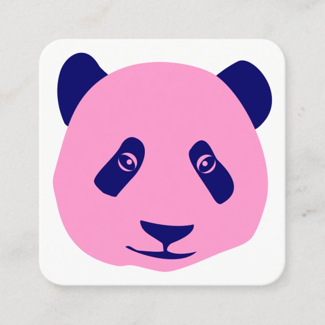 Panda - Rosa och blått Fyrkantigt Visitkort (Framsida)