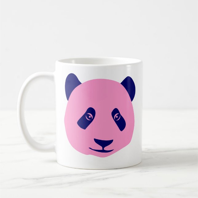 Panda - Rosa och Mörk blått Kaffemugg (Vänster)