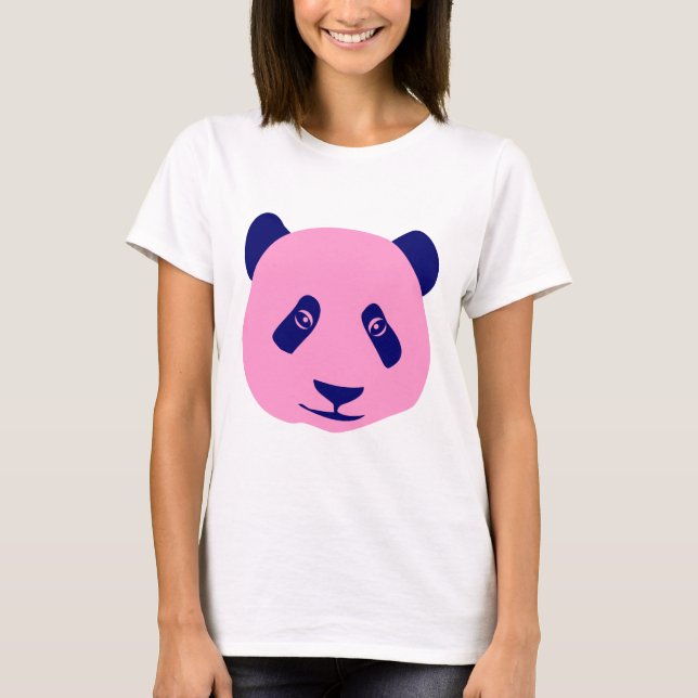 Panda - Rosa och Mörk blått T Shirt (Framsida)