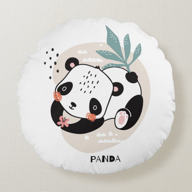 Panda Round Pillow Rund Kudde (Framsidan)