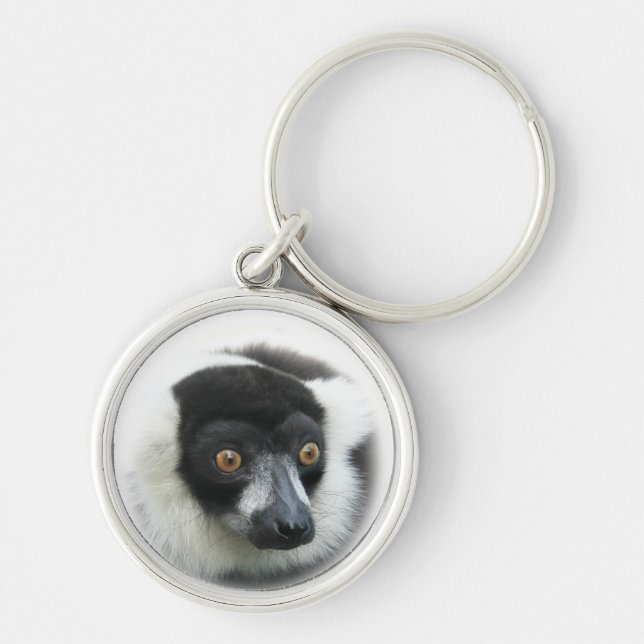 Panda Rund Silverfärgad Nyckelring (Framsidan)