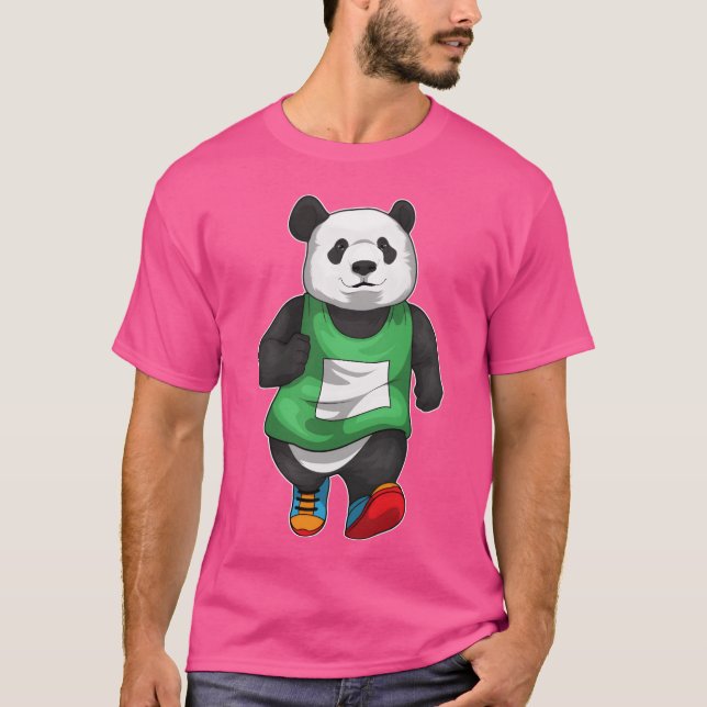 Panda Runner Running Sports retro T Shirt (Framsida)