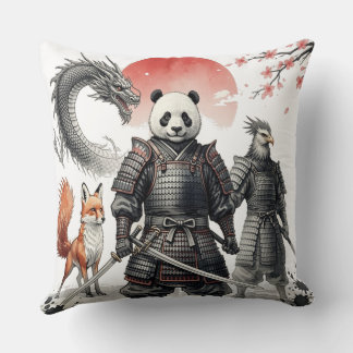 Panda Samurai & Mytiska Krigare Fantasi Konst Kudde