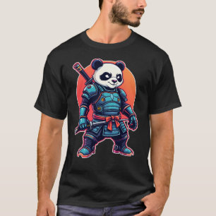 Panda Samurai Robot Stil Unik Cyberpunk Animal T Shirt
