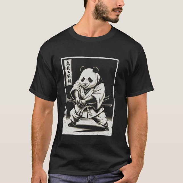 Panda Samurai Warrior Japanska Ninja Japan Boys Gi T Shirt (Framsida)