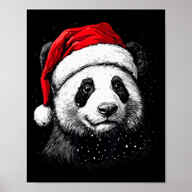 Panda Santa Hat Funny Panda Lovers Christmas Xmas  Poster (Framsidan)