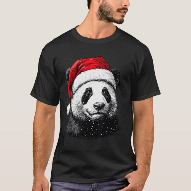 Panda Santa Hat Funny Panda Lovers Christmas Xmas  T Shirt (Framsida)