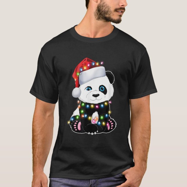 Panda Santa Lights Pajama For Ns T Shirt (Framsida)