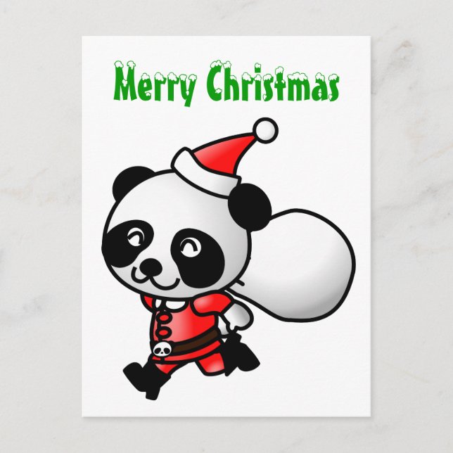 Panda Santa Postcard Helg Vykort (Framsida)
