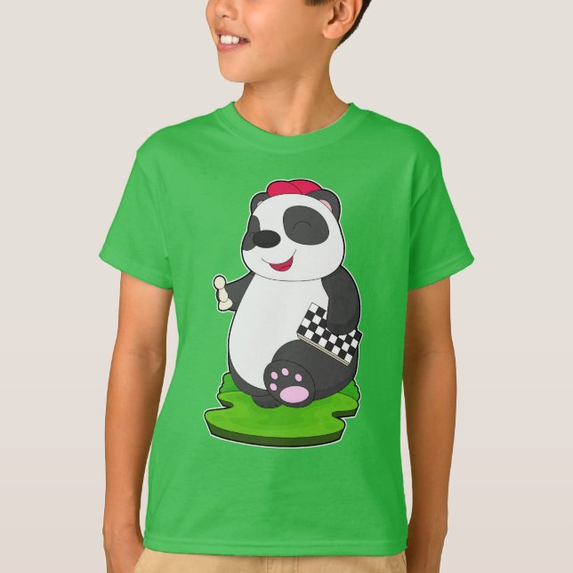 Panda Schackpjäs Schack Schackbräde T Shirt (Framsida)