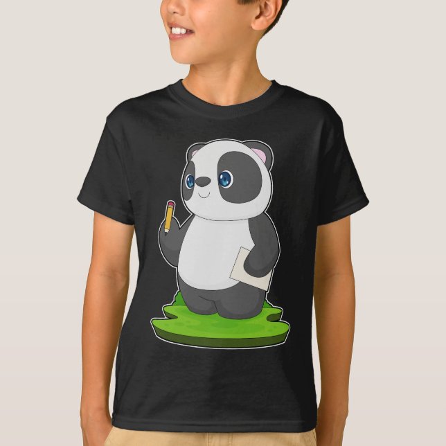 Panda School Pencil Papper T Shirt (Framsida)