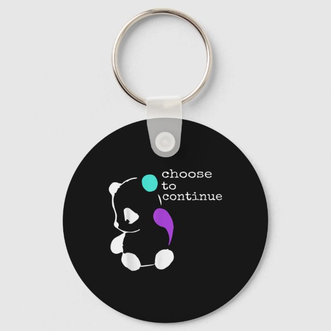 Panda Semiolon Gift Suicide Prevention Awareness Nyckelring (Framsida)