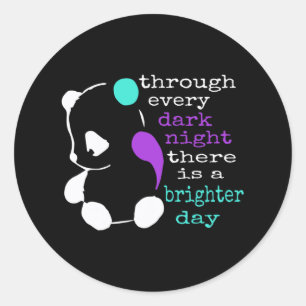 Panda Semiolon Gift Suicide Prevention Awareness Runt Klistermärke