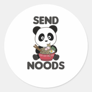 Panda Send Noods Ramen Cute Kawaii Noodle Runt Klistermärke