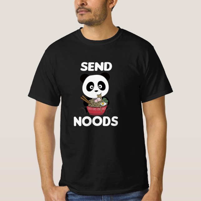 Panda Send Noods Ramen Cute Kawaii Noodle T Shirt (Framsida)