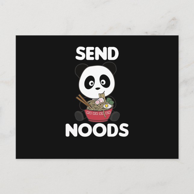 Panda Send Noods Ramen Cute Kawaii Noodle Vykort (Framsida)