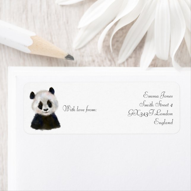 Panda sender sticker returadress etikett (Insitu)