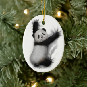 Panda Shirt Humous Graphic Animal T-Shirt Gifts Julgransprydnad Keramik