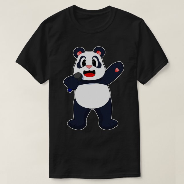 Panda Singer Microphone T Shirt (Design framsida)