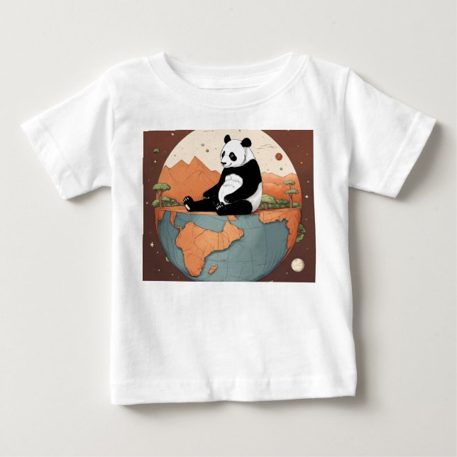 Panda Sitta överst på planeten Jorden: Illustratio T Shirt (Framsida)