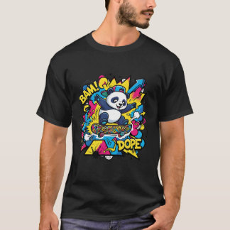 Panda Skateboarder Urban Street Art T Shirt