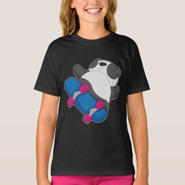 Panda Skater Skateboard-sport T Shirt (Framsida)