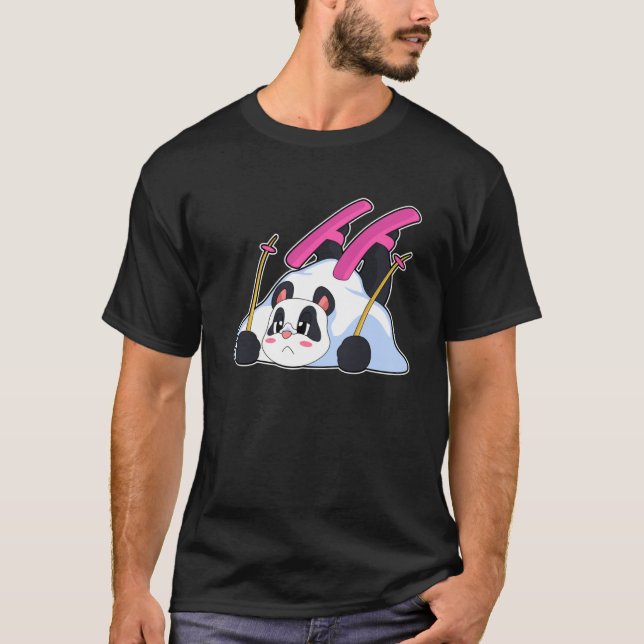 Panda Skier Ski Winter sport T Shirt (Framsida)