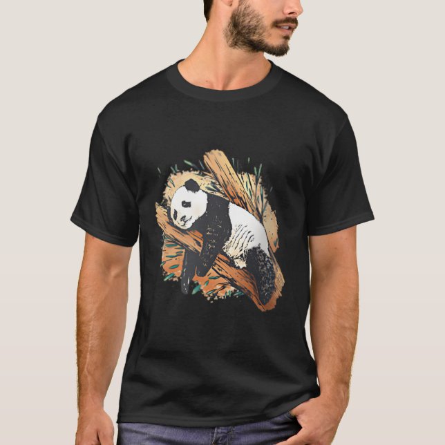 Panda Sleeg i Träd Baseball T Shirt (Framsida)
