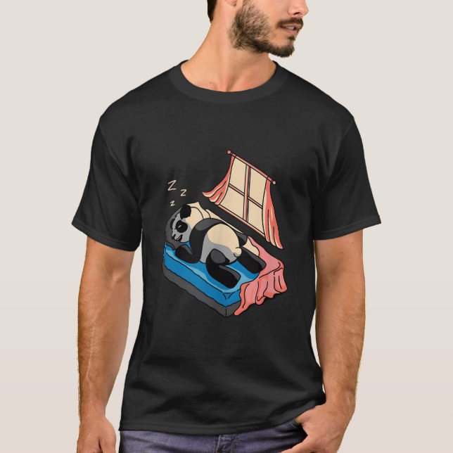 Panda Sleeg In A Bed In Bedroom Face Down T Shirt (Framsida)