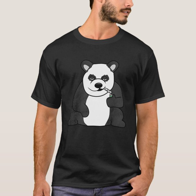 Panda Smoking Joint Get High T Shirt (Framsida)