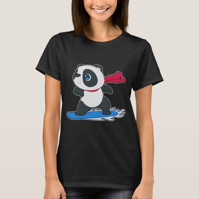 Panda Snowboard Winter sport T Shirt (Framsida)