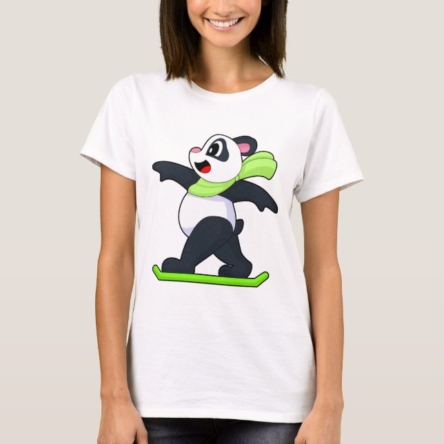 Panda Snowboarder Snowboard Winter sports T Shirt (Framsida)