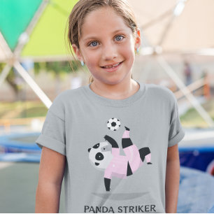 Panda Soccer Striker Flickors Fotboll  T Shirt