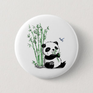 Panda som äter bambu knapp