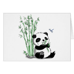 Panda som äter bambu (med anpassadebakgrund) hälsningskort