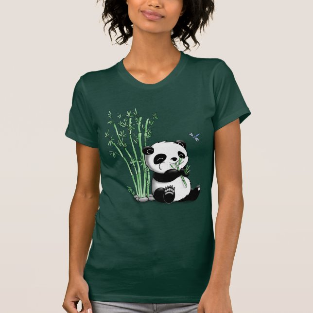 Panda som äter bambu t-shirt (Framsida)